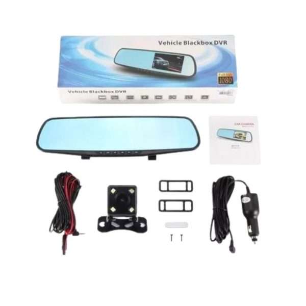 espejo- retrovisor- Tv-doble- cámara- carro- 4.3 Full- Hd