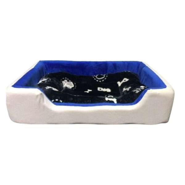Cama-Madera-Mediana-Gato-Perro-Blanco-Colchon-Negro